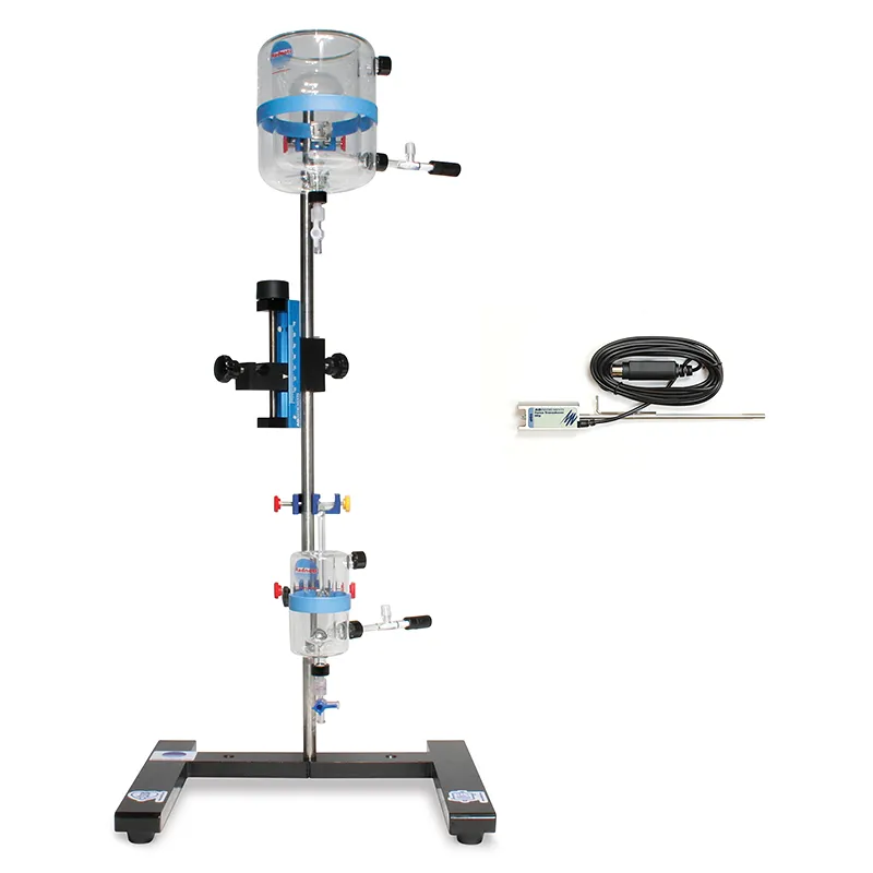 A photograph of the PTK22 Basic Pharmacology Kit assembled, alongside a Teaching Force Transducer.