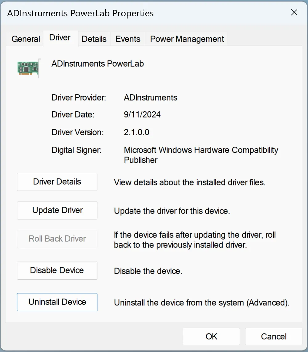 PowerLab Properties